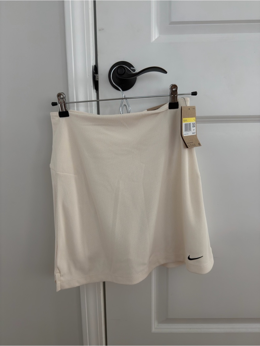 Nike Women's Cream Mini Skirt with Black Swoosh